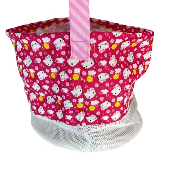 Hello Kitty Shell Collecting Bag Mesh Tote Pink Kawaii Beach Coastal Vacation - Picture 5 of 6
